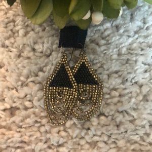 Black/ Gold Beaded Dangle Earrings